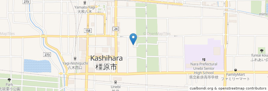 Mapa de ubicacion de 蓮休山金臺寺 en 日本, 奈良県, 橿原市.