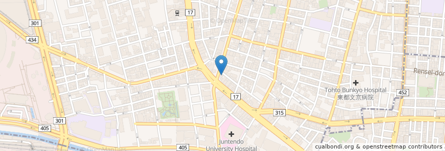 Mapa de ubicacion de 江戸銀食堂 en Япония, Токио, Бункё.