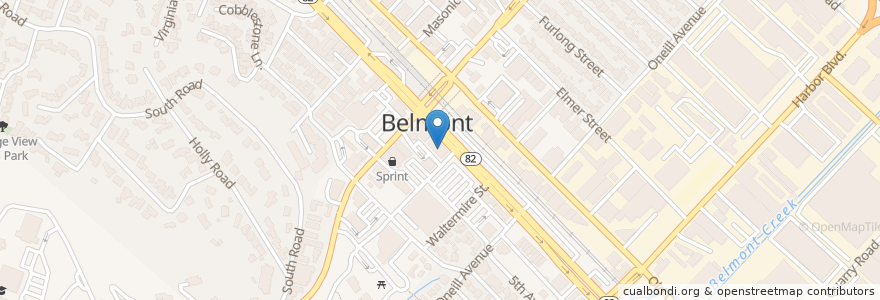 Mapa de ubicacion de Belmont Community Branch en Vereinigte Staaten Von Amerika, Kalifornien, San Mateo County, Belmont.