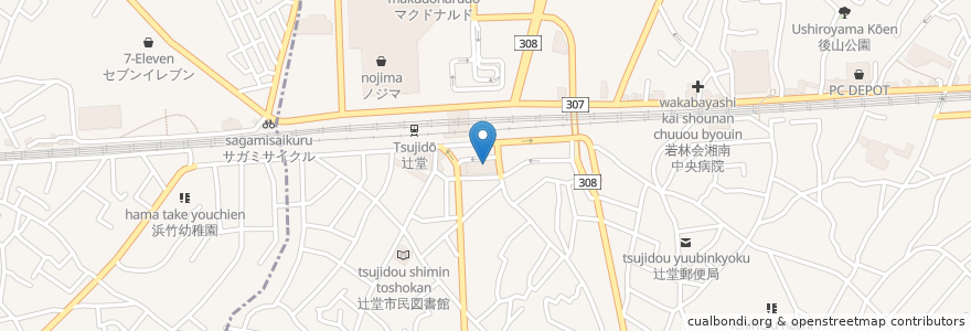 Mapa de ubicacion de こうの眼科クリニック en Japan, 神奈川県, 藤沢市.