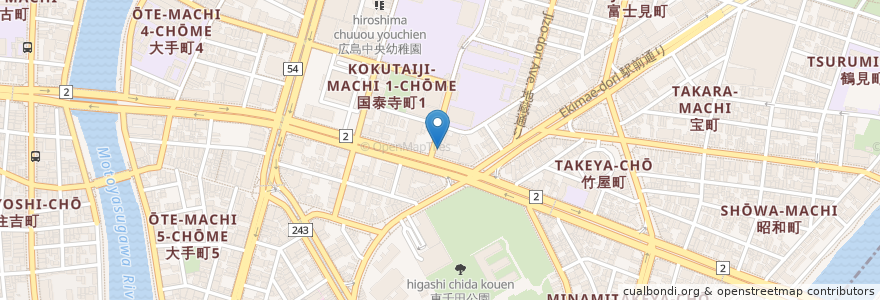 Mapa de ubicacion de ガスト en Japonya, 広島県, 広島市, 中区.