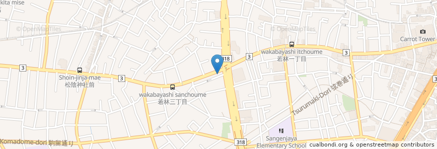 Mapa de ubicacion de 世田谷信用金庫 en Japan, Tokyo, Setagaya.