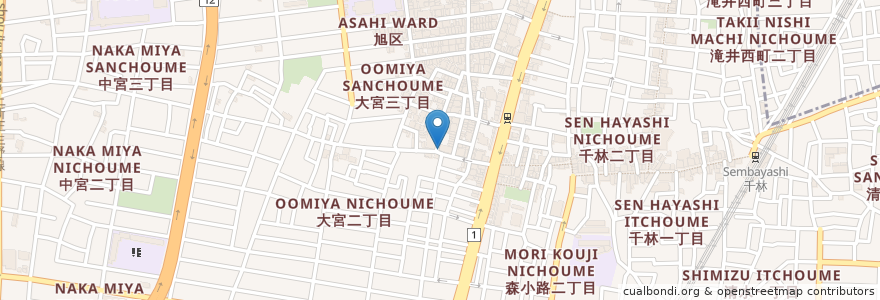 Mapa de ubicacion de ラムシャンティ en ژاپن, 大阪府, 大阪市, 旭区.