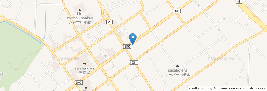 Mapa de ubicacion de 商工中金 八戸支店 en Japón, Prefectura De Aomori, 八戸市.