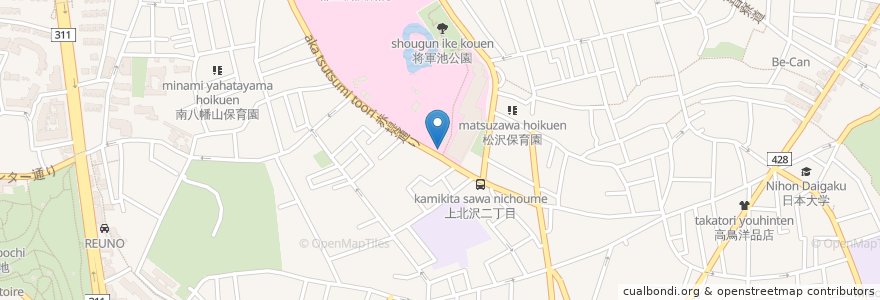 Mapa de ubicacion de 八幡山駐在所 en Japonya, 東京都, 世田谷区.