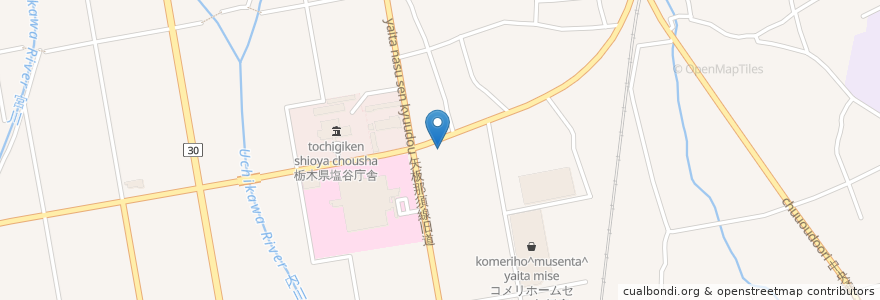 Mapa de ubicacion de マクドナルド en Japan, Präfektur Tochigi, 矢板市.