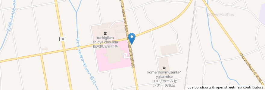 Mapa de ubicacion de ENEOS en Japonya, 栃木県, 矢板市.