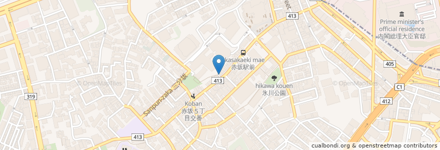 Mapa de ubicacion de 赤坂仁屋 en Japonya, 東京都, 港区.