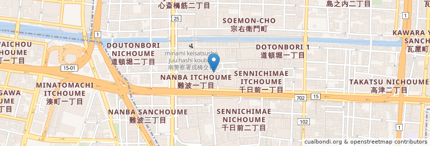 Mapa de ubicacion de 松坂牛焼肉 en Japan, Osaka Prefecture, Osaka, Chuo.