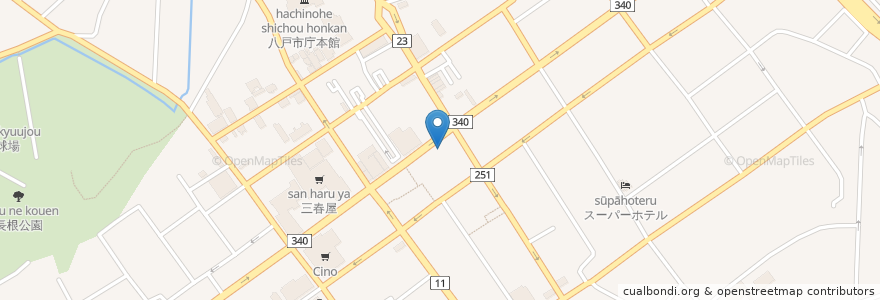 Mapa de ubicacion de 香彩珈琲 みな実 三日町中央店 en 일본, 아오모리현, 八戸市.