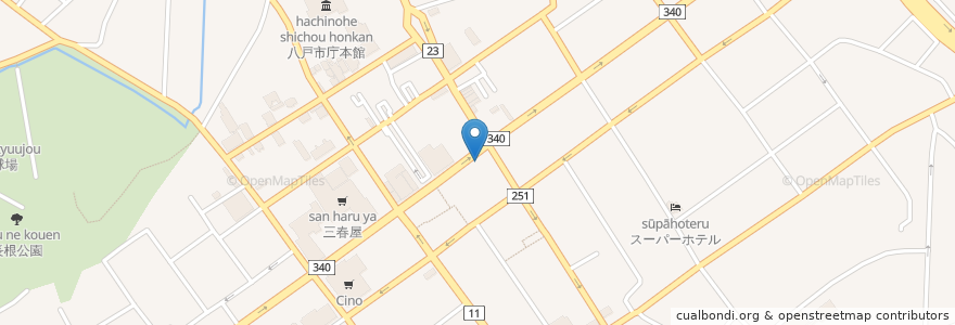 Mapa de ubicacion de ユーアンドカフェ 八戸三日町 en Japão, 青森県, 八戸市.
