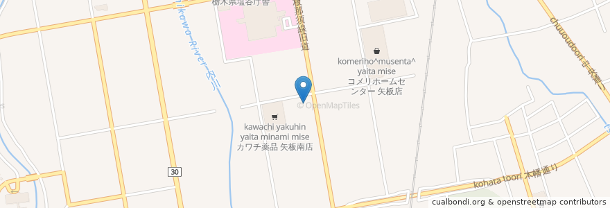 Mapa de ubicacion de 元気寿司 en Japan, Präfektur Tochigi, 矢板市.