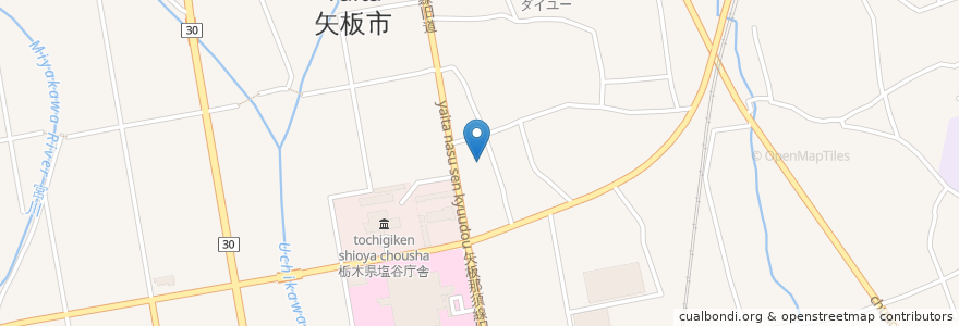 Mapa de ubicacion de トライウェル en Japan, 栃木県, 矢板市.