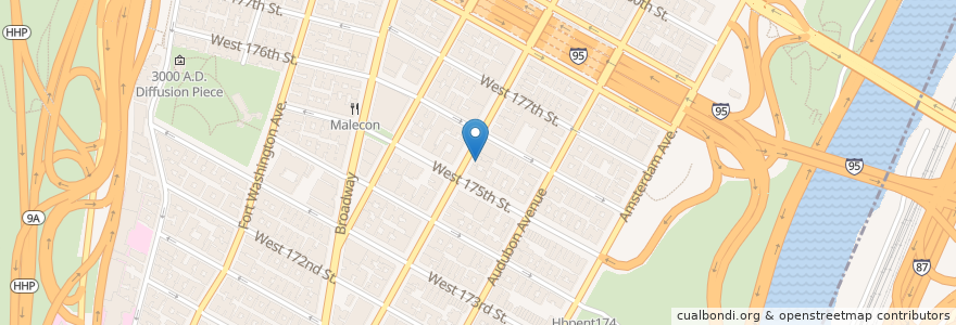 Mapa de ubicacion de Lola Lola Restaurant en 미국, 뉴욕, New York, New York County, Manhattan, Manhattan Community Board 12.