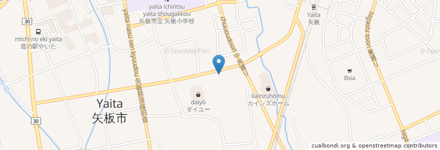 Mapa de ubicacion de 栃木銀行 en Jepun, 栃木県, 矢板市.