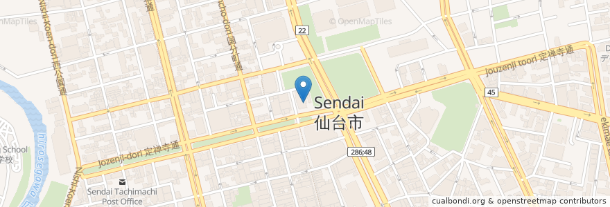 Mapa de ubicacion de 定禅寺へそのを en 日本, 宮城県, 仙台市, 青葉区.