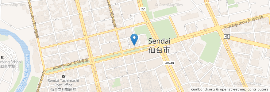 Mapa de ubicacion de Yoshinoya en Japan, Miyagi Prefecture, Sendai, Aoba Ward.