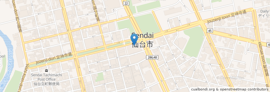 Mapa de ubicacion de エル・パーク仙台 en Japan, 宮城県, 仙台市, 青葉区.