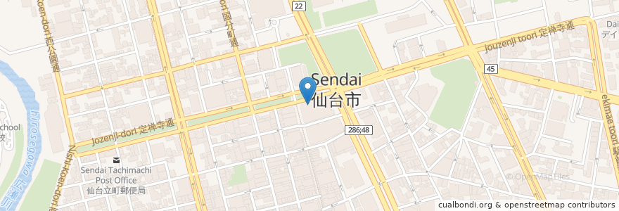 Mapa de ubicacion de スパゲッチ パーラー マルハチ en ژاپن, 宮城県, 仙台市, 青葉区.
