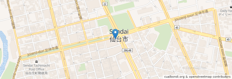 Mapa de ubicacion de ダブル トール カフェ デュリュクス 仙台三越店 en Japão, 宮城県, 仙台市, 青葉区.