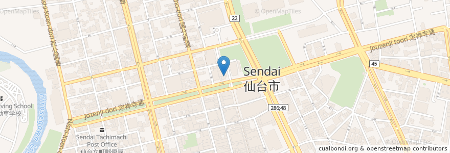 Mapa de ubicacion de 金蔵 本店 en Japan, 宮城県, 仙台市, 青葉区.