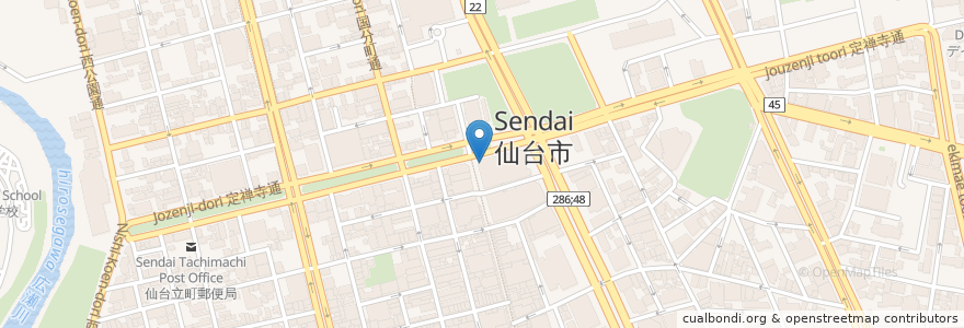 Mapa de ubicacion de すき家 仙台定禅寺通店 en اليابان, 宮城県, 仙台市, 青葉区.