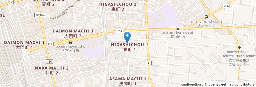 Mapa de ubicacion de 東町自治会館 en Japón, Prefectura De Saitama, Saitama, Omiya.