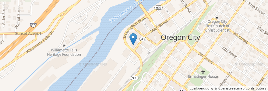 Mapa de ubicacion de Thirsty Duck en Stati Uniti D'America, Oregon, Clackamas County, Oregon City.