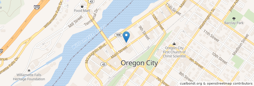 Mapa de ubicacion de The Caufield House en 미국, 오리건, Clackamas County, Oregon City.