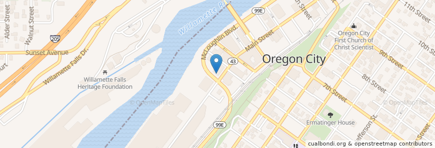Mapa de ubicacion de Black Ink Coffee en Amerika Syarikat, Oregon, Clackamas County, Oregon City.