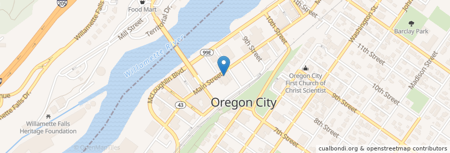 Mapa de ubicacion de Pioneer Pub en الولايات المتّحدة الأمريكيّة, أوريغون, Clackamas County, Oregon City.