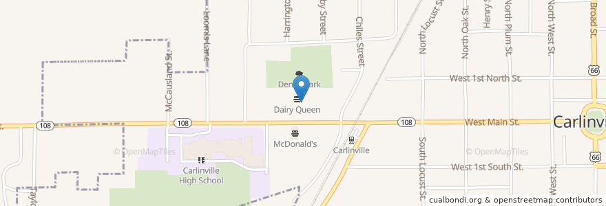 Mapa de ubicacion de Dairy Queen en الولايات المتّحدة الأمريكيّة, إلينوي, Macoupin County.