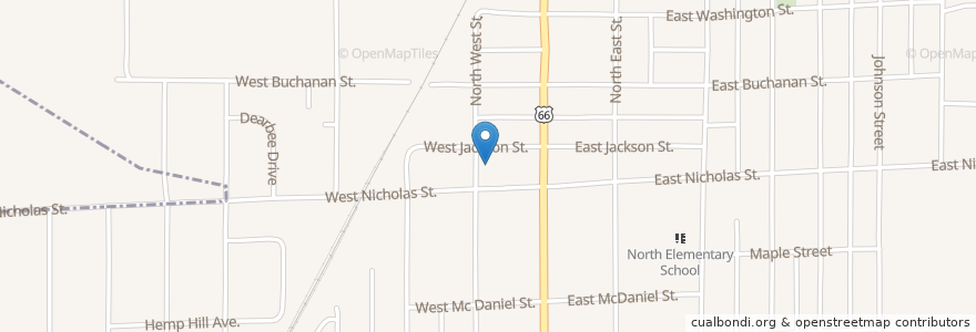 Mapa de ubicacion de Susan Dick Public Library en ایالات متحده آمریکا, ایلینوی, Macoupin County, Carlinville.