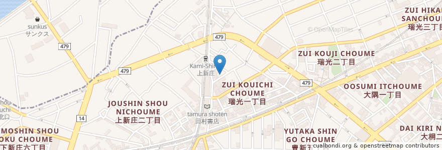 Mapa de ubicacion de 珈琲ロマン 上新庄店 en 일본, 오사카부, 오사카, 東淀川区.