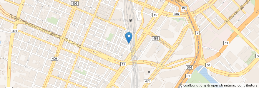 Mapa de ubicacion de 新橋三丁目才一卜バイ専用駐車場 en Japan, 東京都, 港区.
