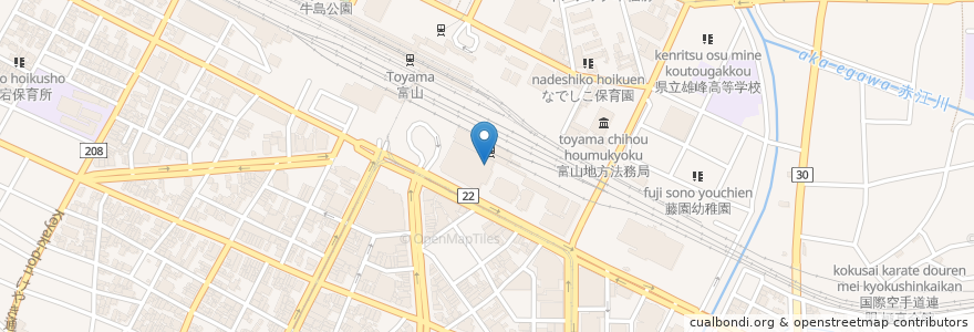 Mapa de ubicacion de 自家製麺　杵屋 en Japan, Präfektur Toyama, 富山市.