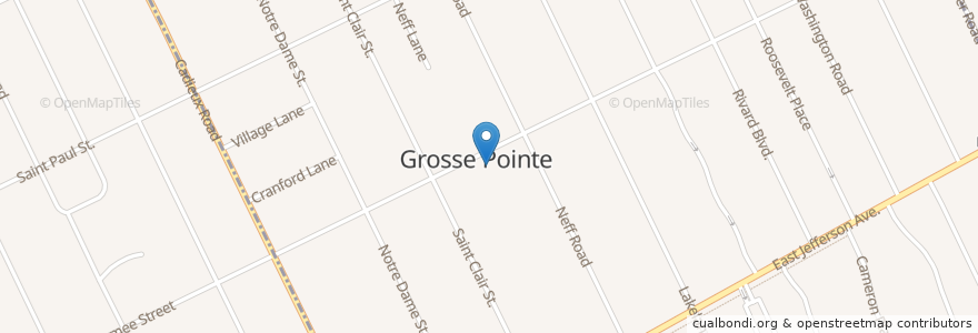 Mapa de ubicacion de Grosse Pointe Unitarian Church en Verenigde Staten, Michigan, Wayne County, Grosse Pointe.