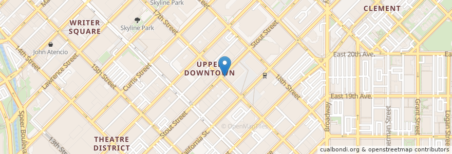 Mapa de ubicacion de Corner Bakery Cafe en United States, Colorado, Denver County, Denver.