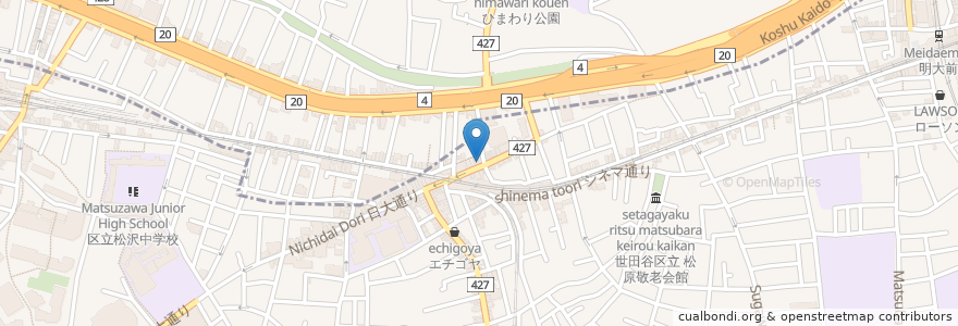 Mapa de ubicacion de ミラン en Japonya, 東京都, 世田谷区.