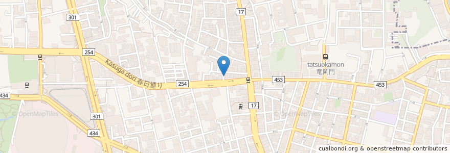 Mapa de ubicacion de なか卯 en 日本, 東京都, 文京区.