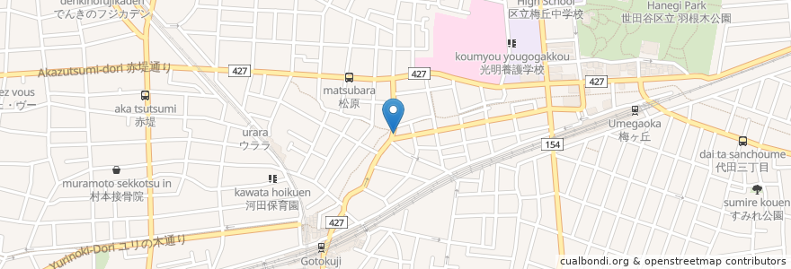 Mapa de ubicacion de ダイアモンド en 日本, 東京都, 世田谷区.