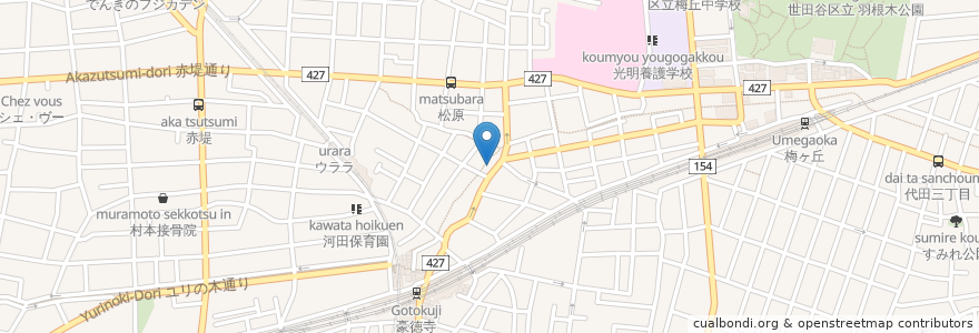 Mapa de ubicacion de いなた en Japonya, 東京都, 世田谷区.