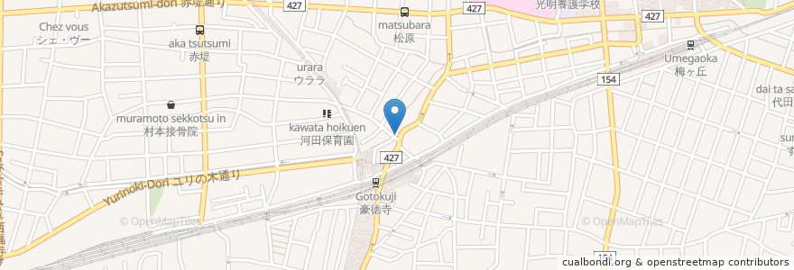 Mapa de ubicacion de 羽田内科医院 en اليابان, 東京都, 世田谷区.