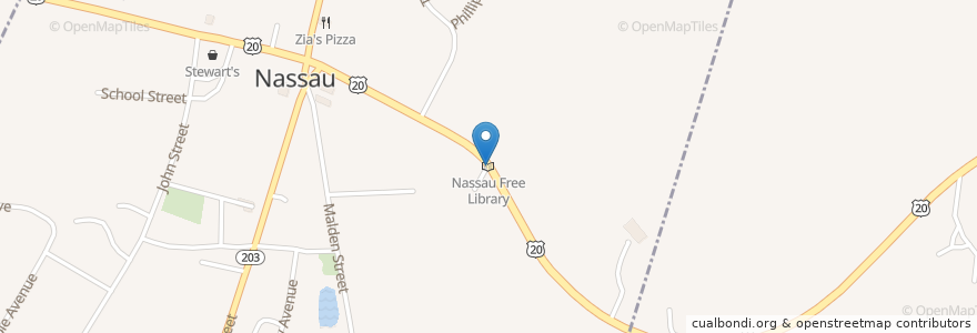 Mapa de ubicacion de Nassau Free Library en Estados Unidos Da América, Nova Iorque, Rensselaer County, Town Of Nassau, Nassau.