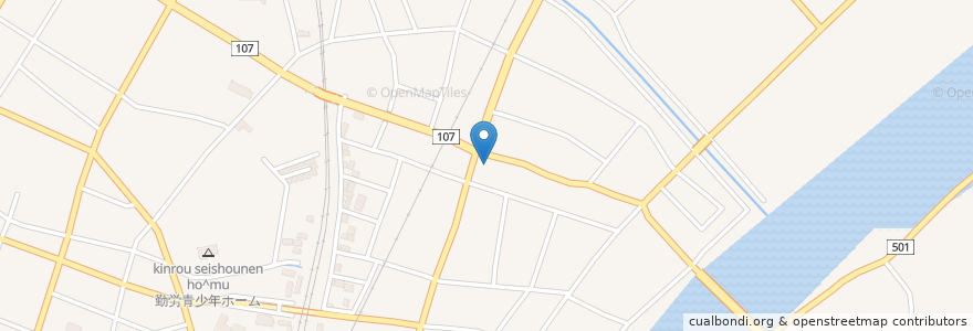 Mapa de ubicacion de 北日本銀行 川岸支店 en Japan, Iwate Prefecture, Kitakami.
