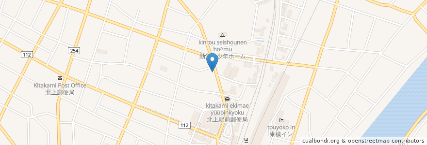 Mapa de ubicacion de 珈琲軽食 エメラルド en 일본, 이와테현, 北上市.