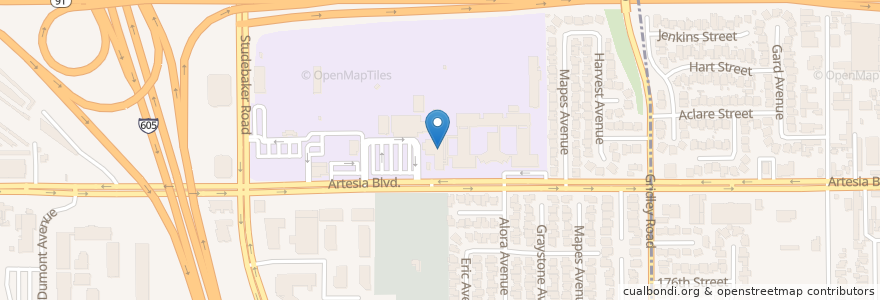 Mapa de ubicacion de Multi-Purpose Room en Amerika Syarikat, California, Los Angeles County, Cerritos.