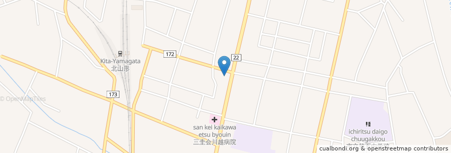Mapa de ubicacion de きらやか銀行 山形北支店 en 日本, 山形県, 山形市.