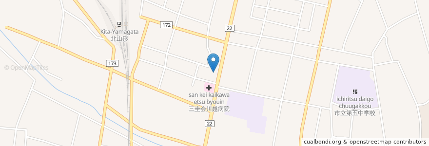 Mapa de ubicacion de コスモ石油 en Japón, Prefectura De Yamagata, 山形市.