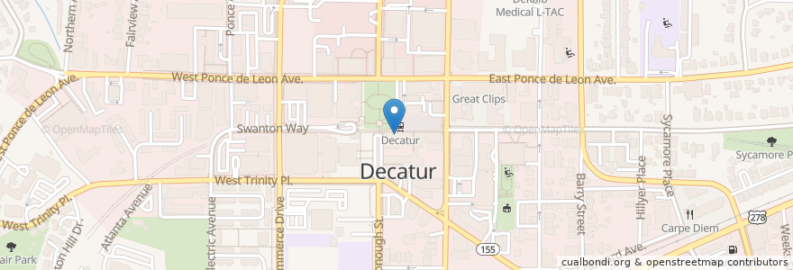 Mapa de ubicacion de Square Pub en ایالات متحده آمریکا, جورجیا, Dekalb County, Decatur.